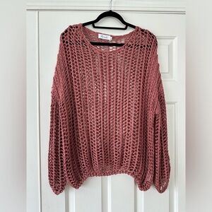 Pink Open-Knit Sweater